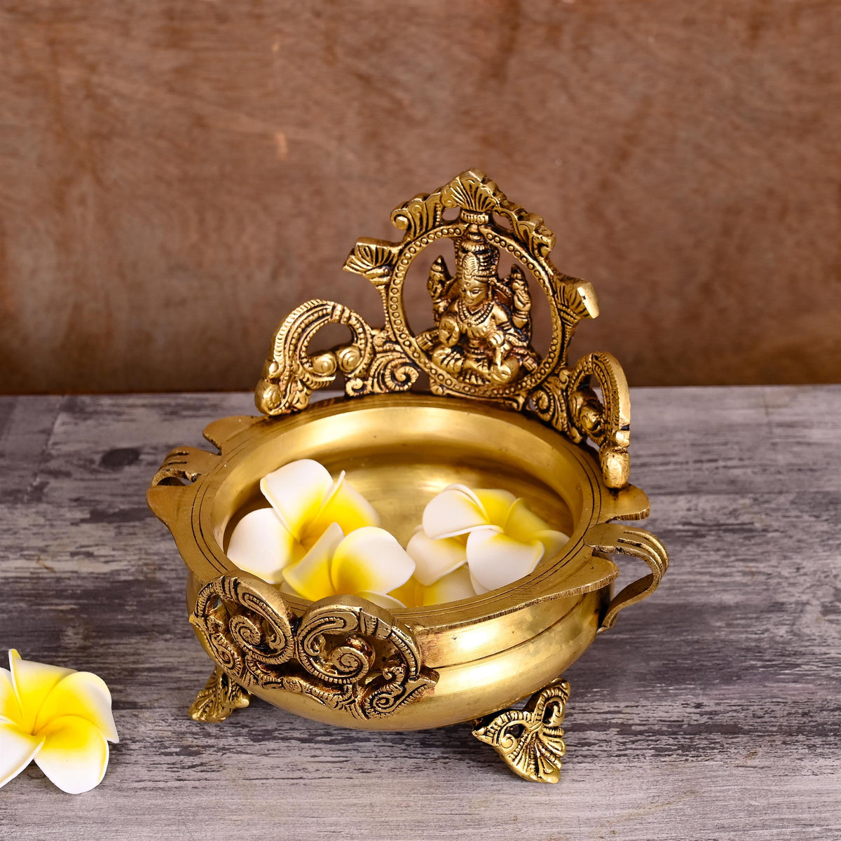Brass Traditional Lakshmi Urli/Floater (7 Inch)