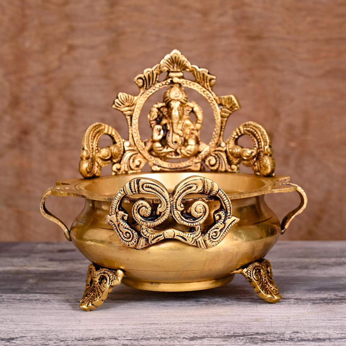 Brass Traditional Ganesha Urli/Floater (7 Inch)