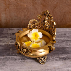 Brass Traditional Ganesha Urli/Floater (7 Inch)