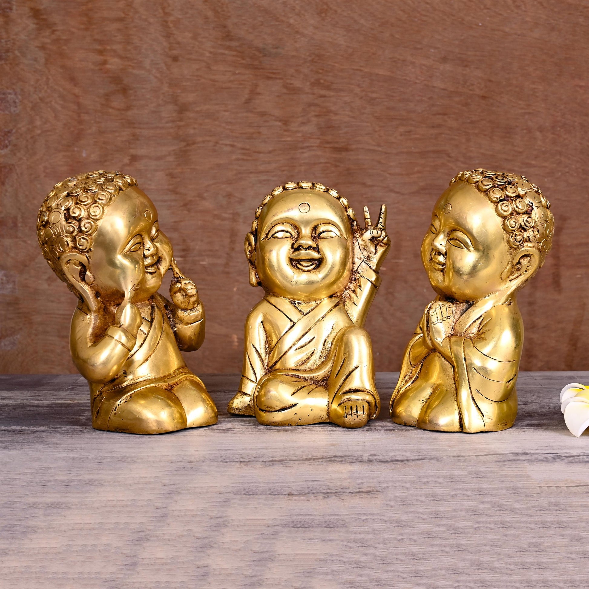 BRASS BABY LAUGHING BUDDHA STATUES (7")