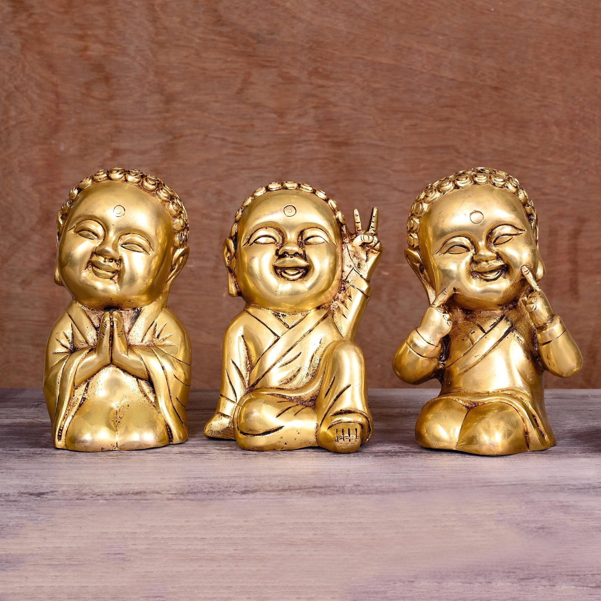 BRASS BABY LAUGHING BUDDHA STATUES (7")
