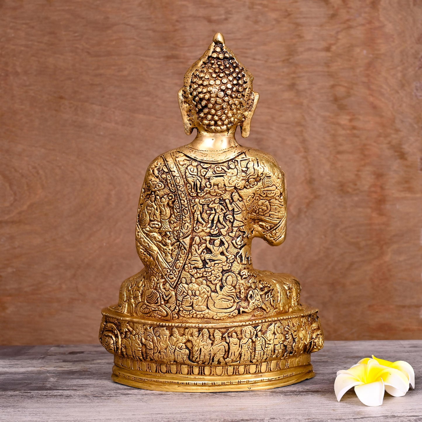 Brass Handcarved Blessing Buddha (12.5 Inch)