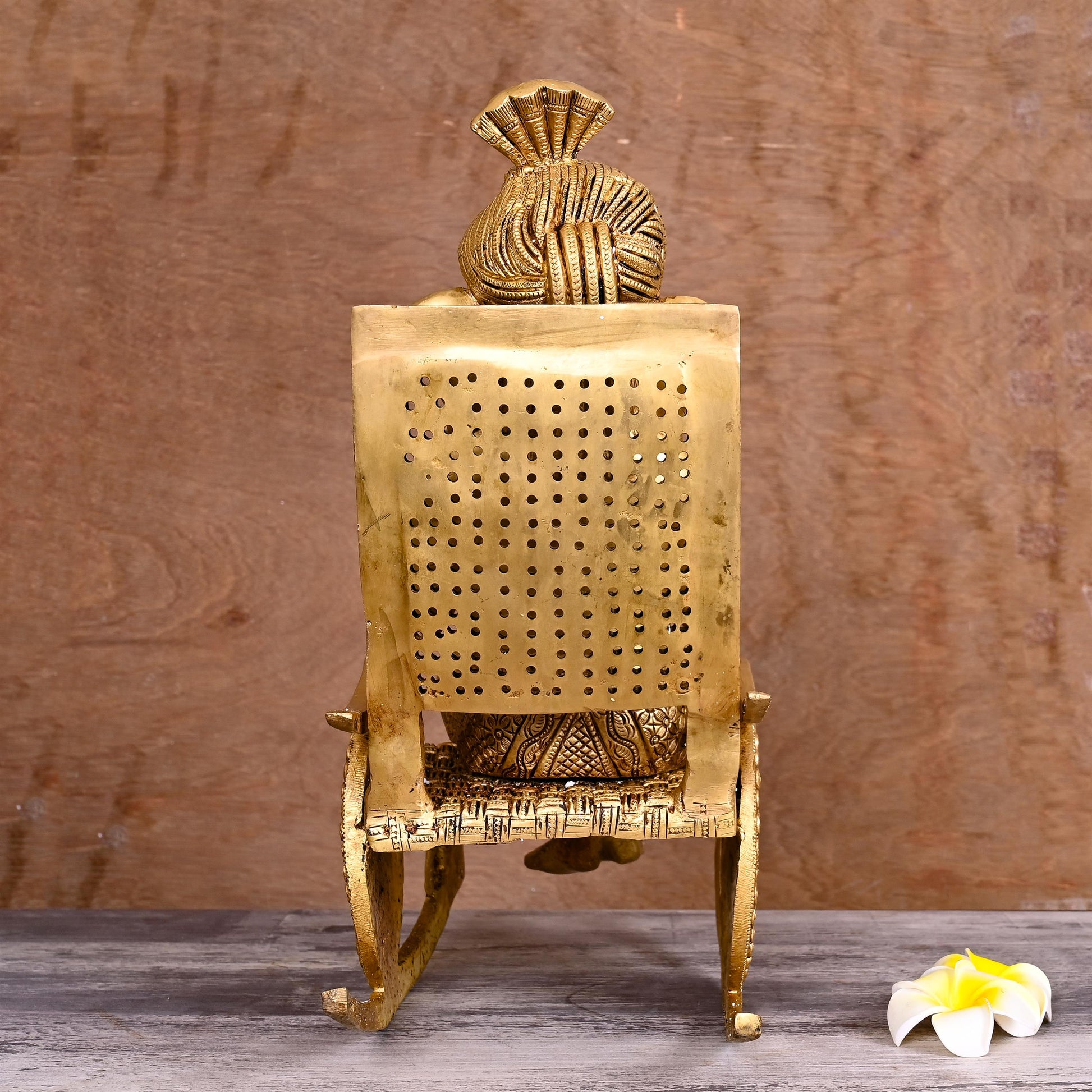 Brass Lord Ganesha Resting On Chair (15.5 Inch)