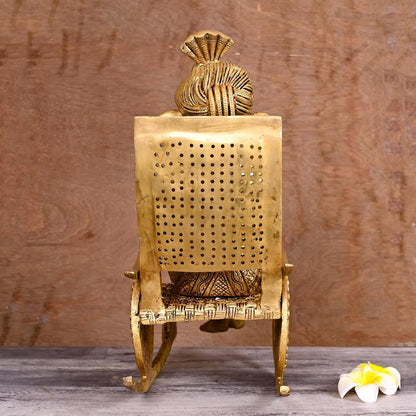 Brass Lord Ganesha Resting On Chair (15.5 Inch)