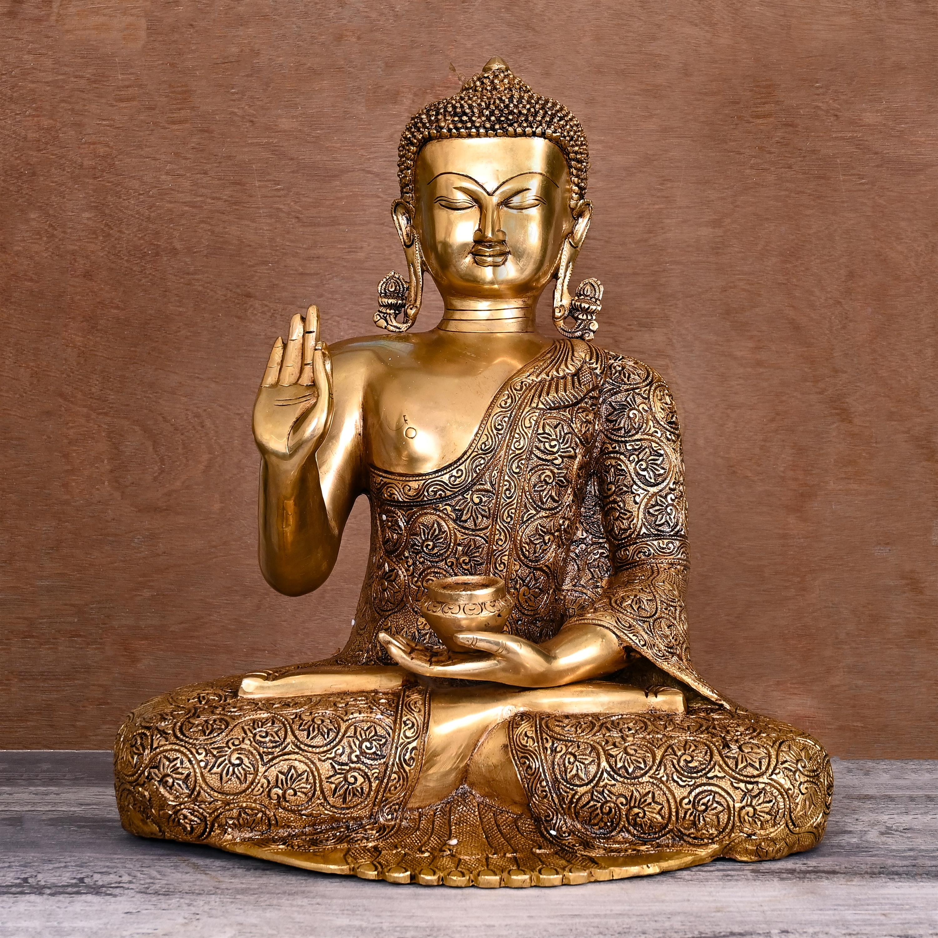 Brass Superfine Handcarved Blessing Buddha (17 Inch)