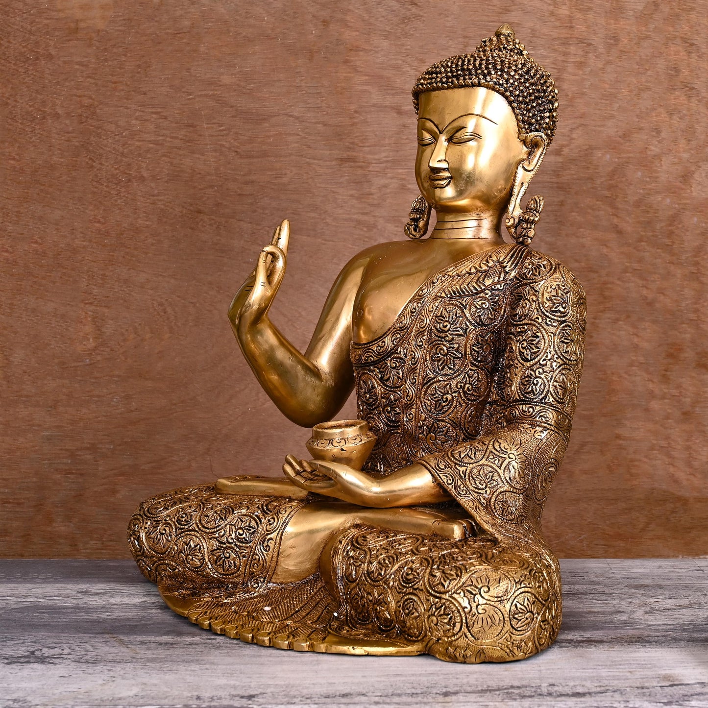 Brass Superfine Handcarved Blessing Buddha (17 Inch)