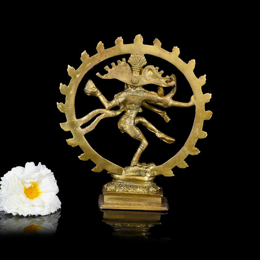 Brass Nataraja Dancing Shiva Idol (6 Inch)