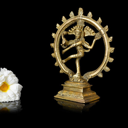 Brass Nataraja Dancing Shiva Idol (6 Inch)
