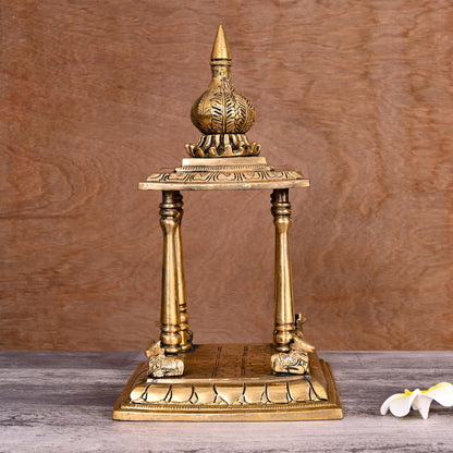 Brass Handcarved Temple (12.5 Inch)