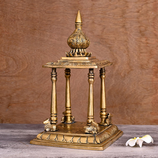 Brass Handcarved Temple (12.5 Inch)