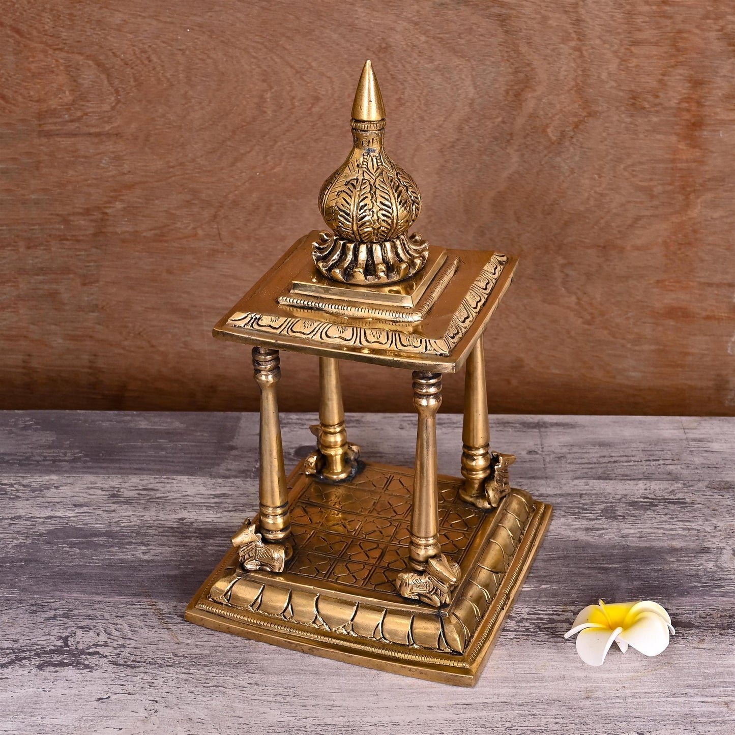 Brass Handcarved Temple (12.5 Inch)