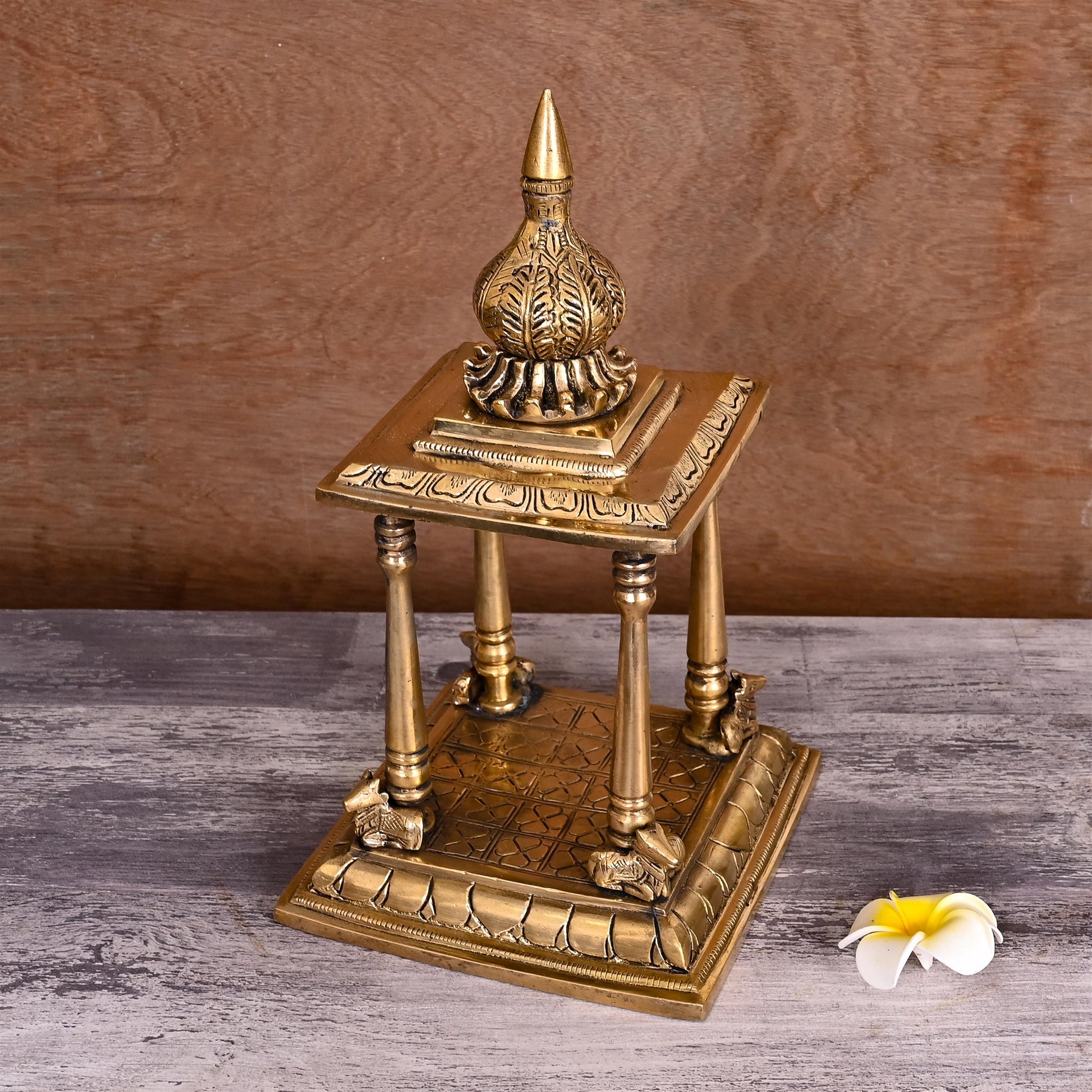 Brass Handcarved Temple (12.5 Inch)