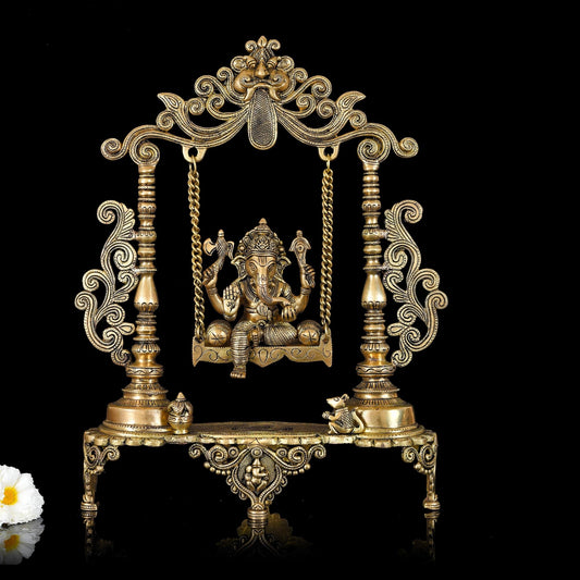 Brass Ganesha On Swing/Jhula (19 Inch)