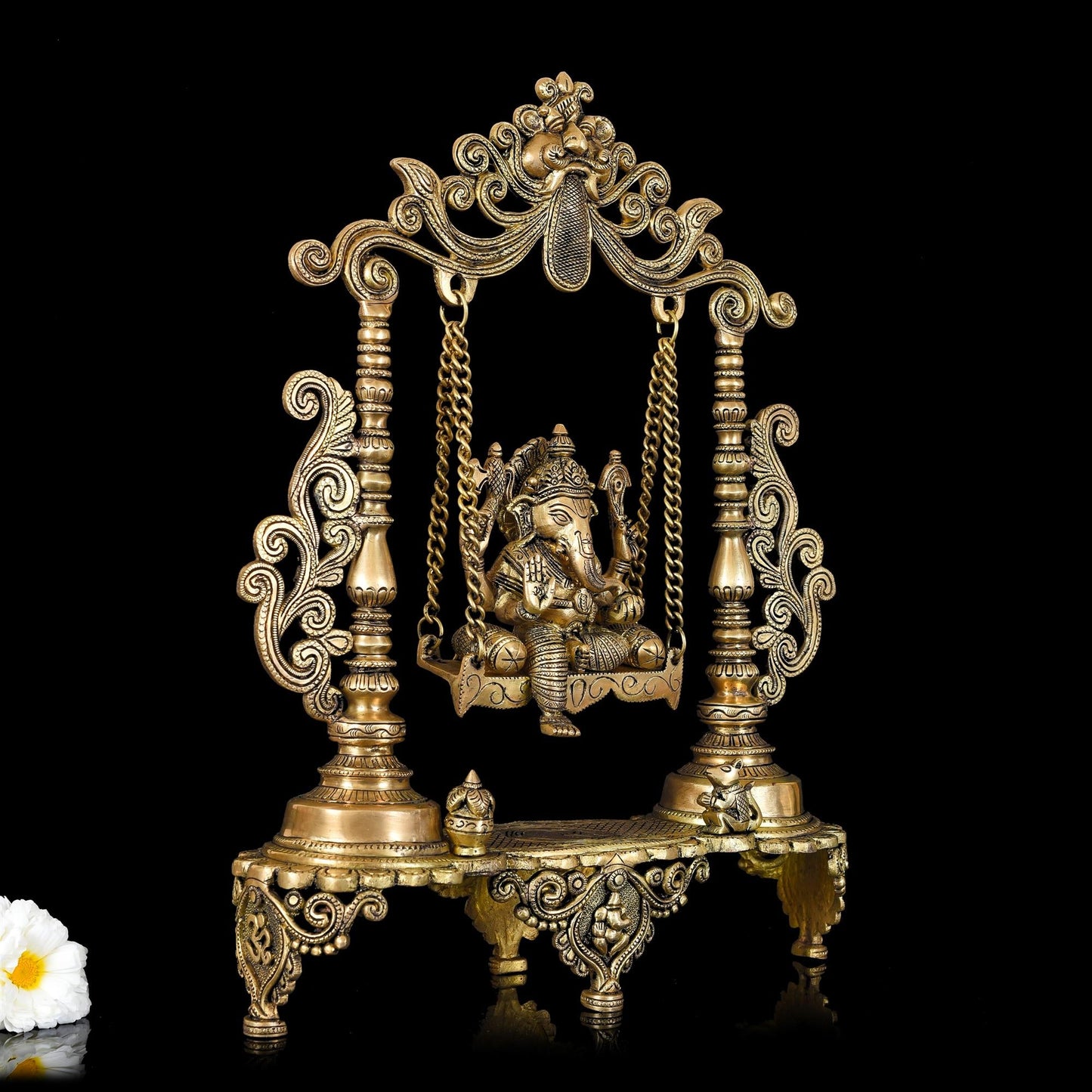 Brass Ganesha On Swing/Jhula (19 Inch)