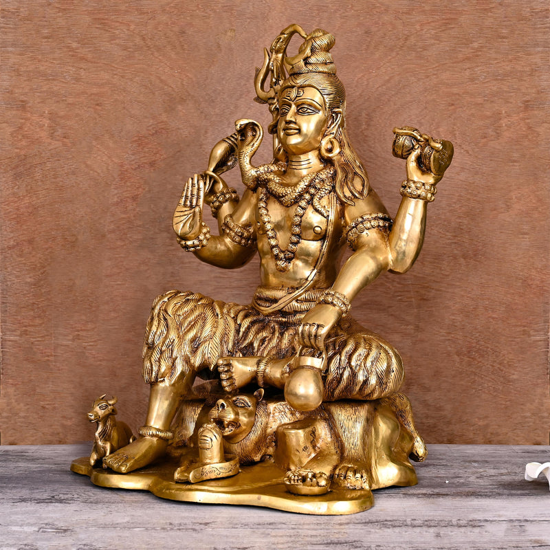 Brass Superfine Lord Shiva Sitting Statue (18.5 Inch)
