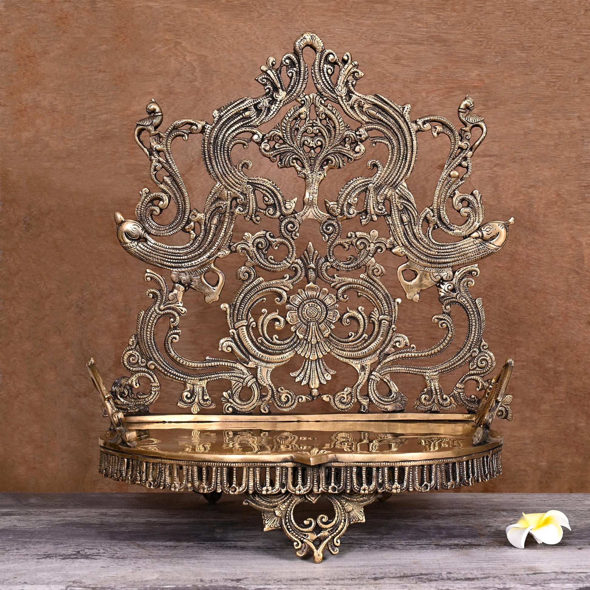 Brass Handcarved Singhasan (20 Inch)