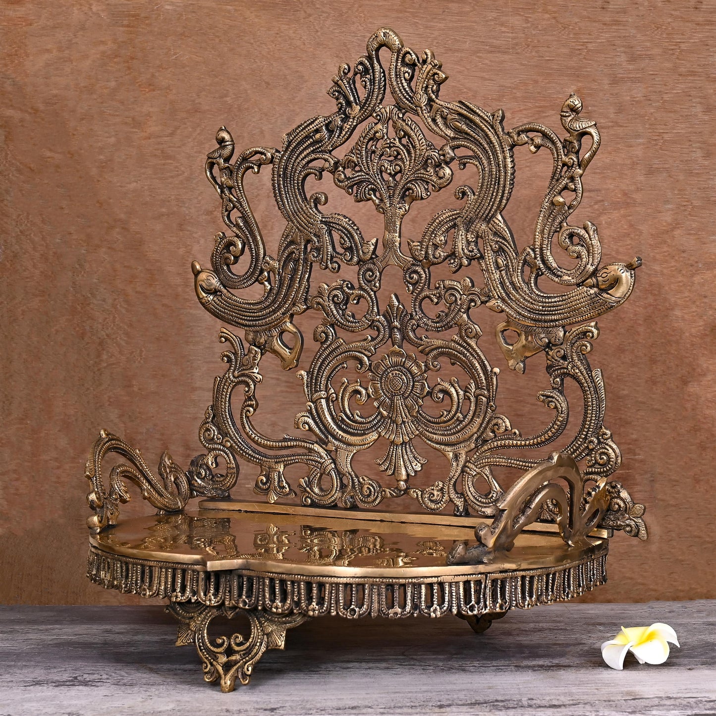 Brass Handcarved Singhasan (20 Inch)