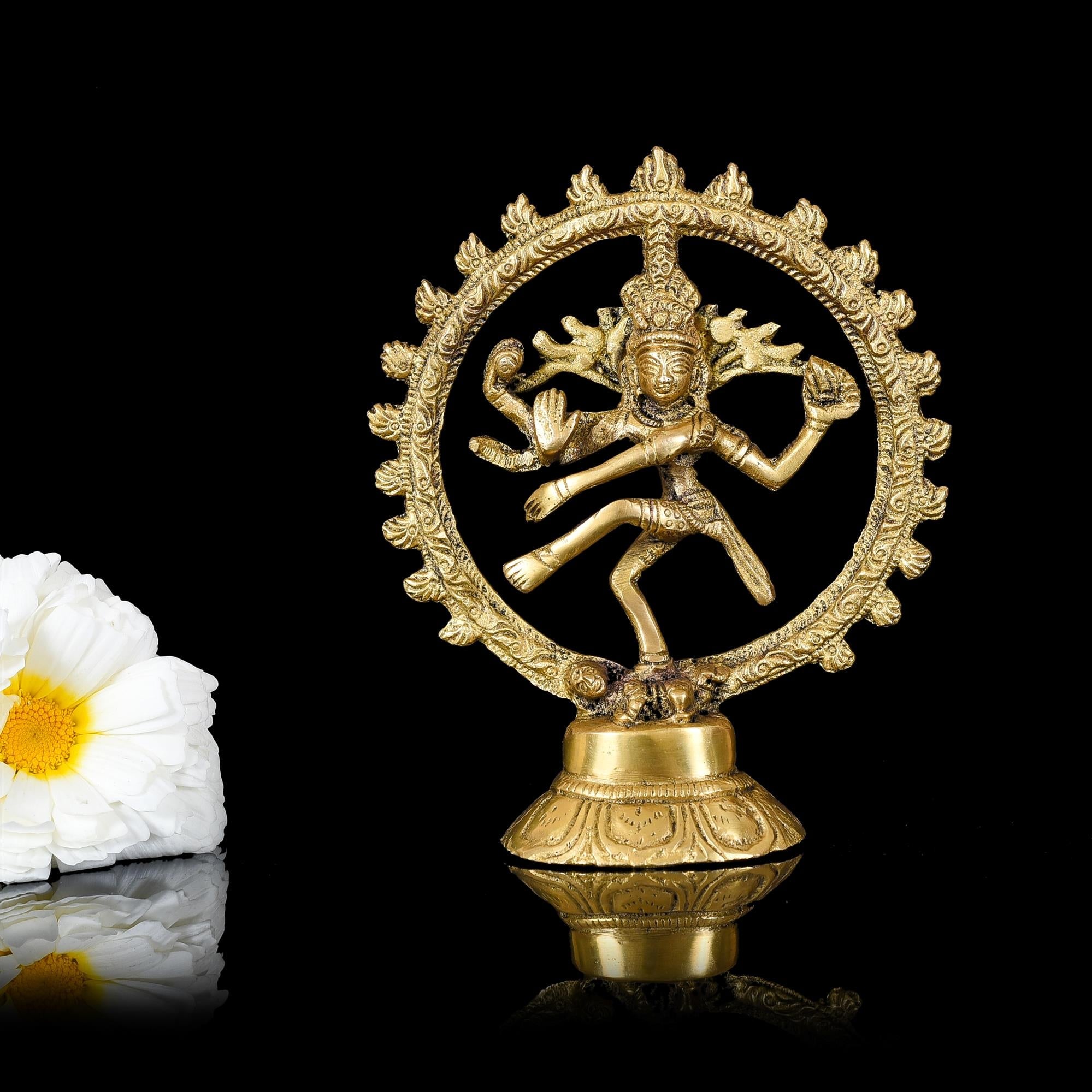 Brass Nataraja Dancing Shiva Statue (5 Inch)