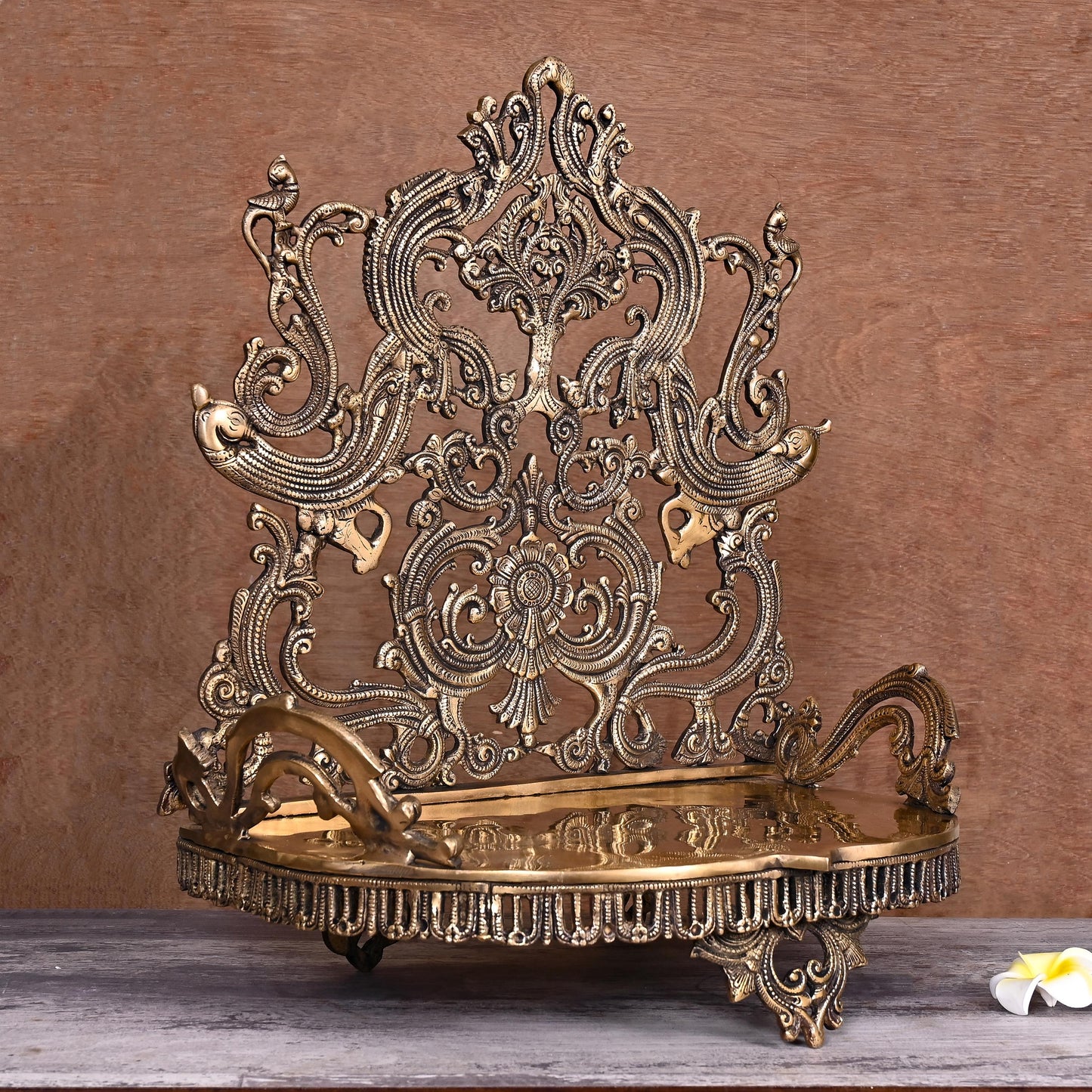 Brass Handcarved Singhasan (20 Inch)