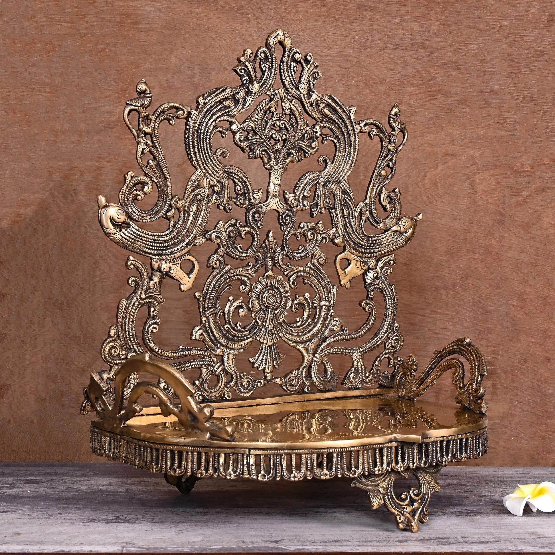 Brass Handcarved Singhasan (20 Inch)