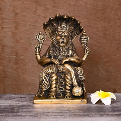 Brass God Narasimha Statue (8.5 Inch)