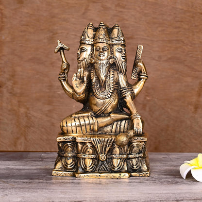 Brass Lord Brahma Statue (8.2 Inch)