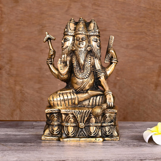 Brass Lord Brahma Statue (8.2 Inch)