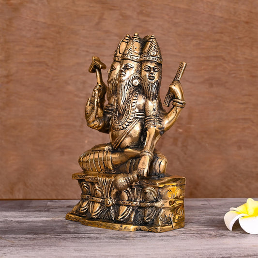 Brass Lord Brahma Statue (8.2 Inch)