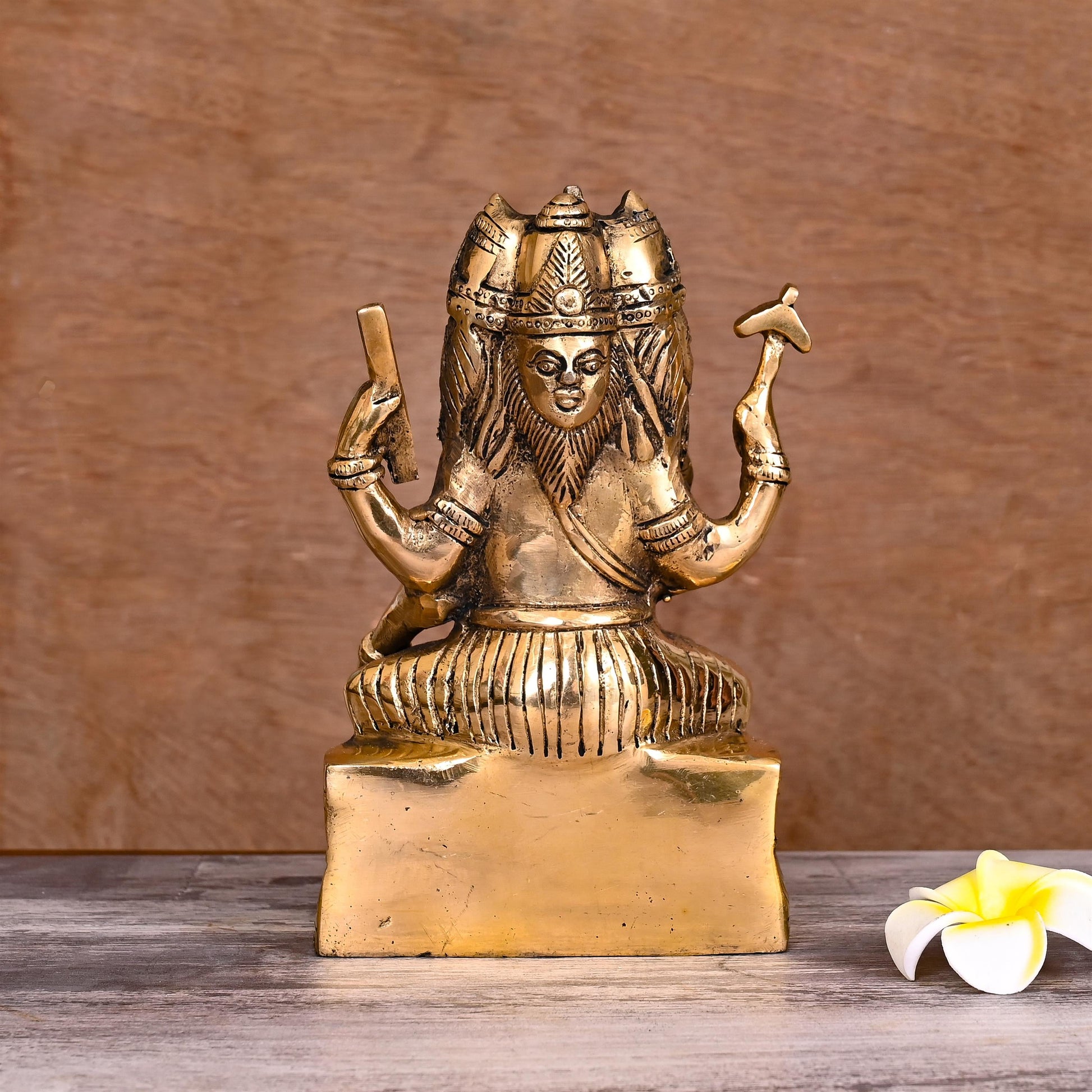 Brass Lord Brahma Statue (8.2 Inch)
