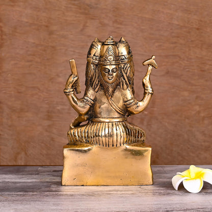 Brass Lord Brahma Statue (8.2 Inch)