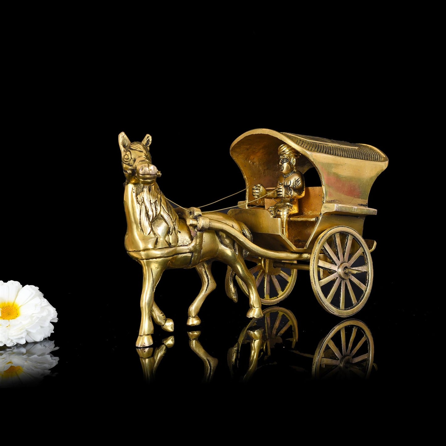 Brass Big Horse Cart/Chariot (6.5 Inch)