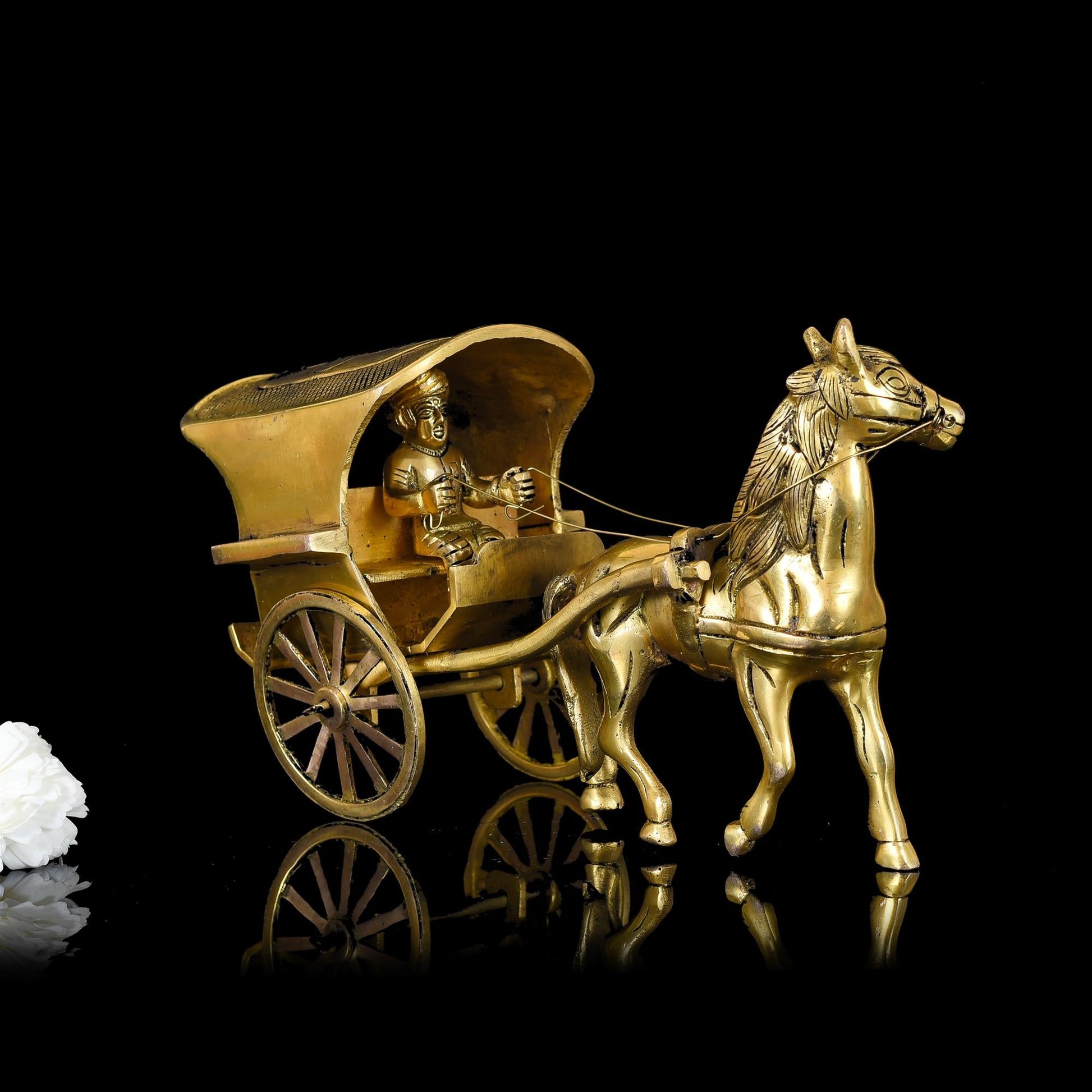 Brass Big Horse Cart/Chariot (6.5 Inch)