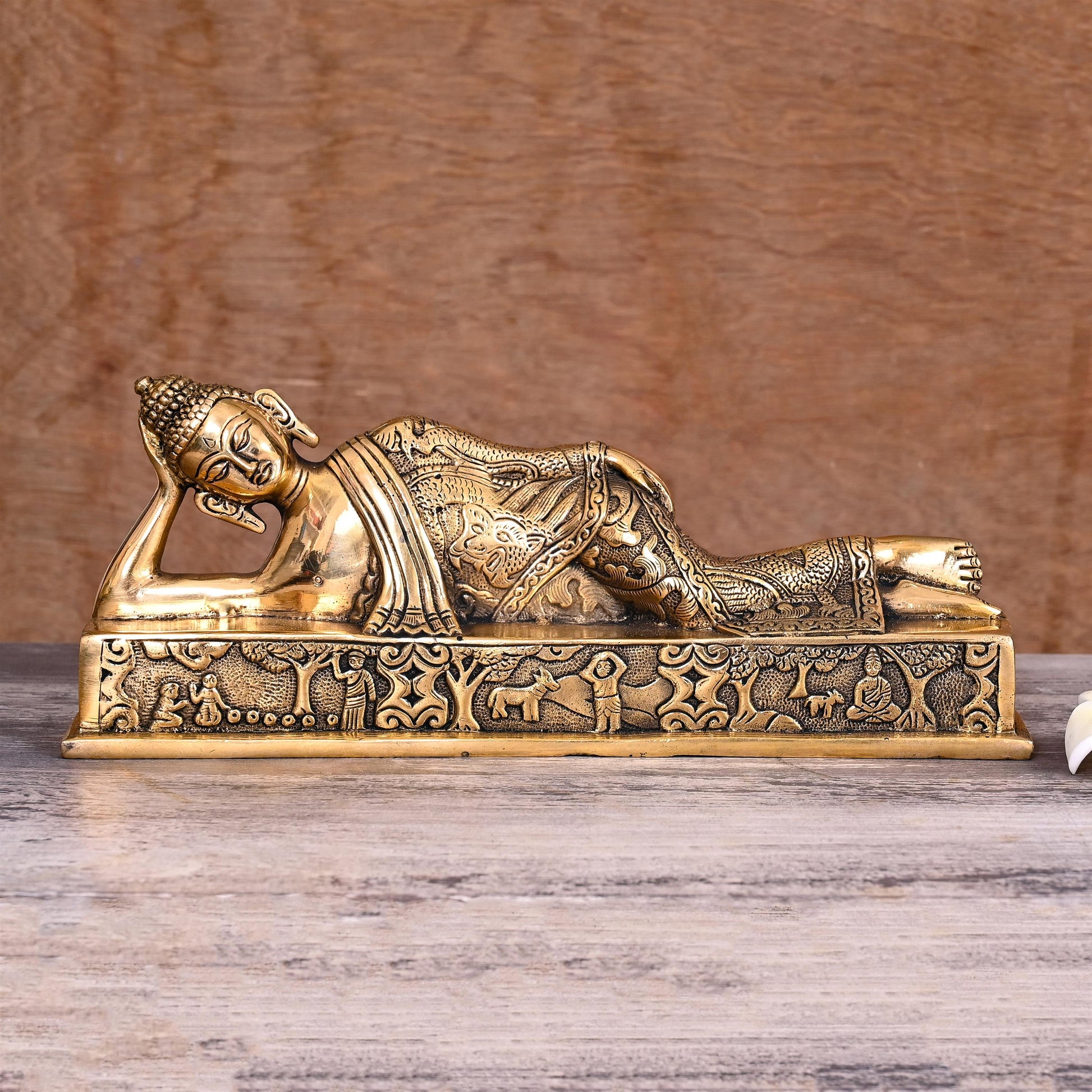 Brass Sleeping/Resting Buddha Statue (4.5")