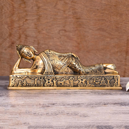 Brass Sleeping/Resting Buddha Statue (4.5")