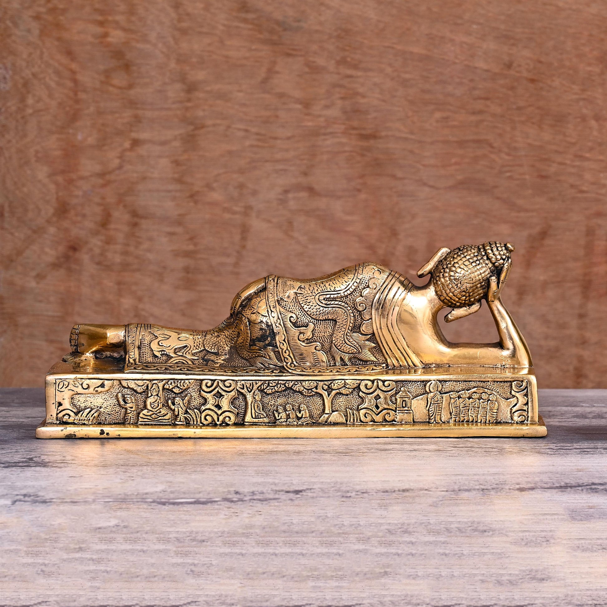 Brass Sleeping/Resting Buddha Statue (4.5")