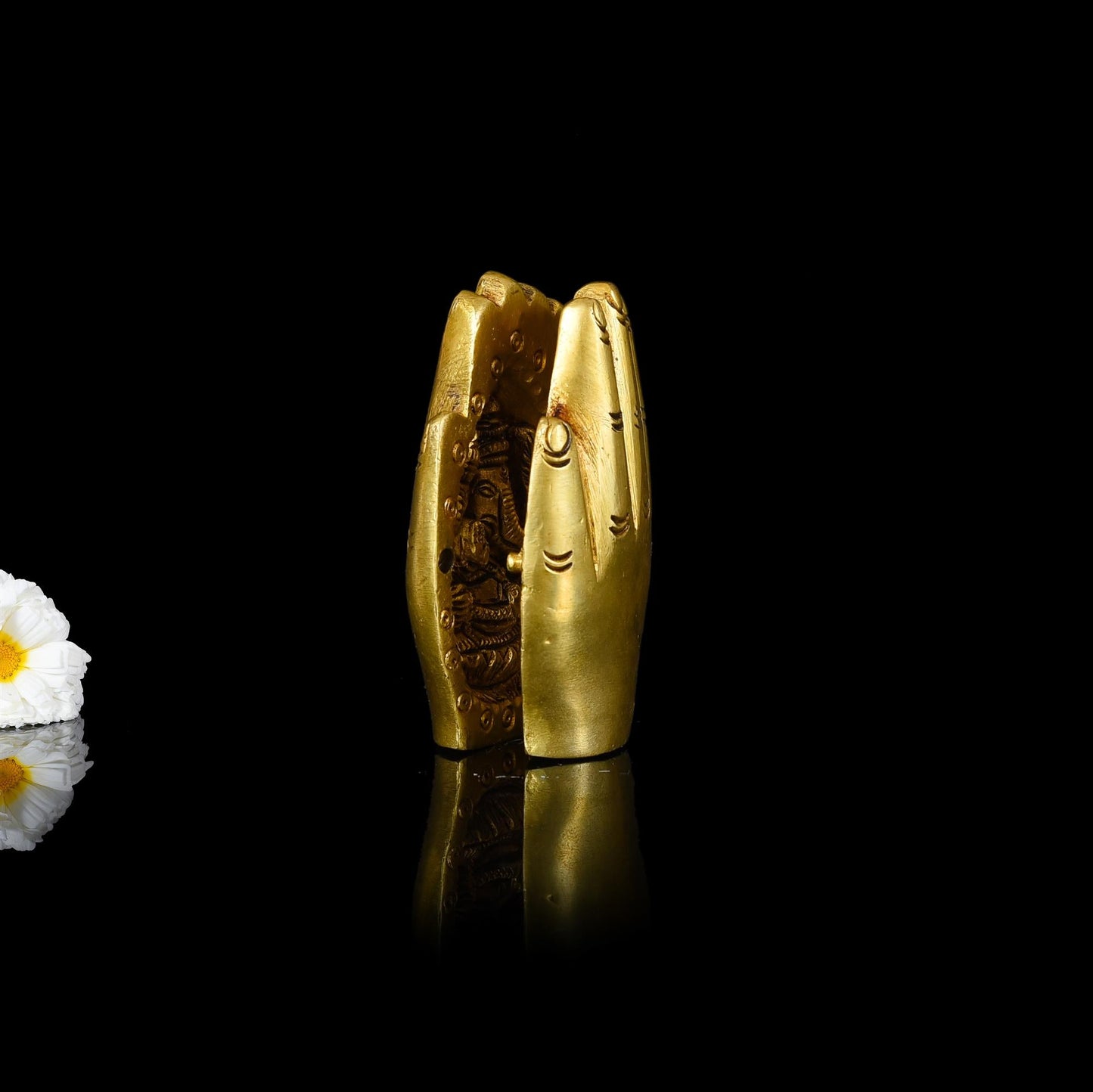 Brass Superfine Ganesha And Lakshmi in Blessing Hands (3 Inch)