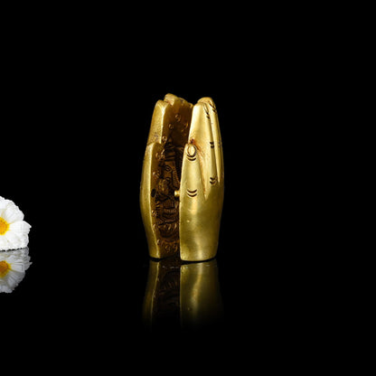 Brass Superfine Ganesha And Lakshmi in Blessing Hands (3 Inch)