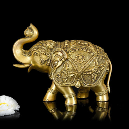 Brass Royal Elephant Statue (8.5 Inch)