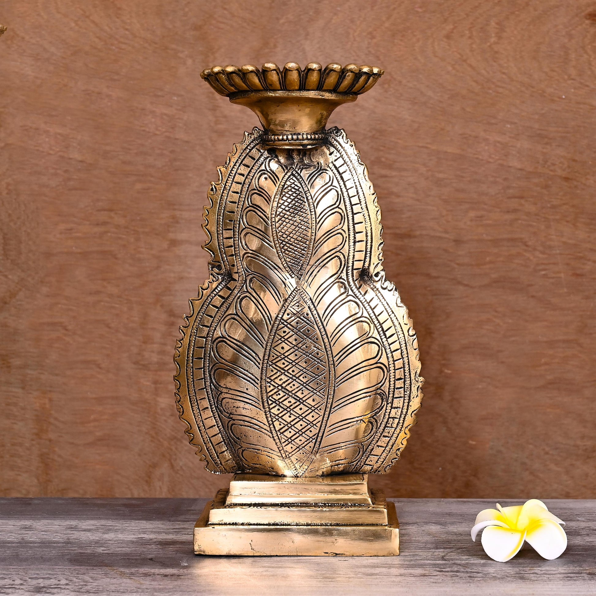 Brass Buddha Head Candle Holder  (11.8 Inch)