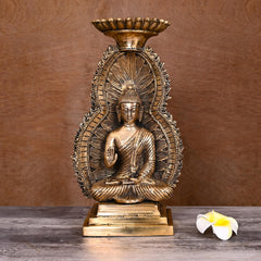 Brass Gautam Buddha Candle Holder (11.8 Inch)