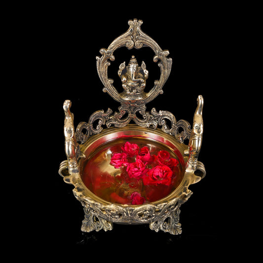 Brass Traditional Ganesha Urli/Floater (12 Inch)