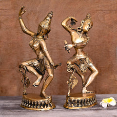 Brass Vintage Dancing Shiva Parvati Statue (15″)
