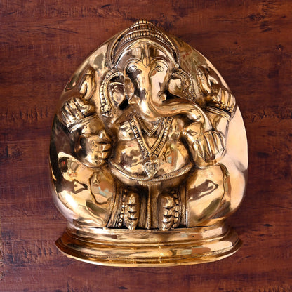 Brass Coconut Shape Ganesha Wall Hanging (13.5 Inch)