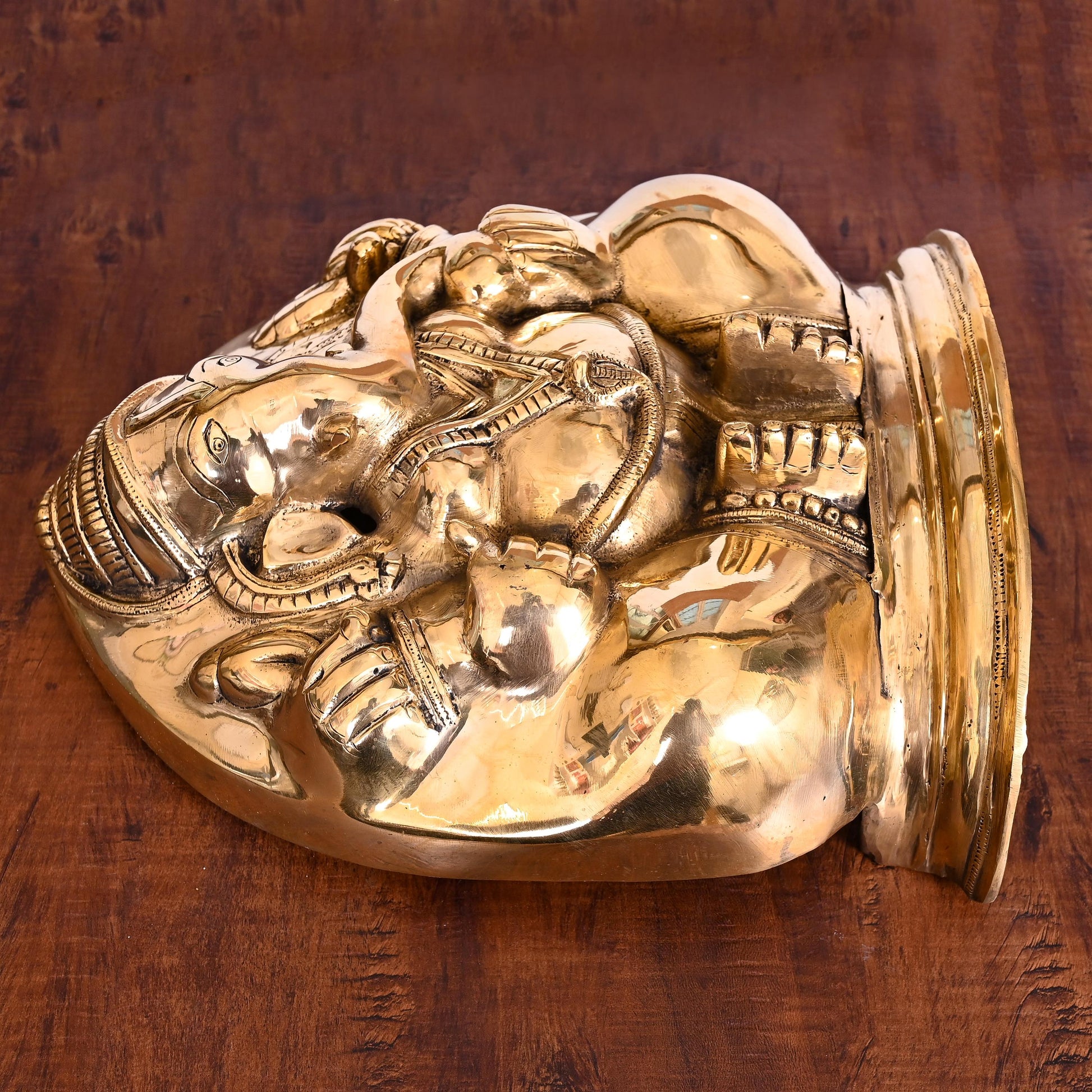 Brass Coconut Shape Ganesha Wall Hanging (13.5 Inch)