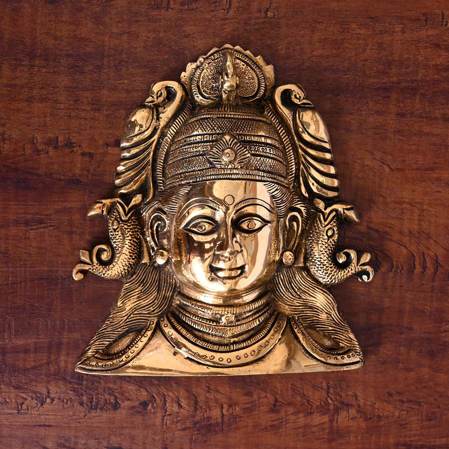 Brass Parvati Face Wall Hanging (8 Inch)
