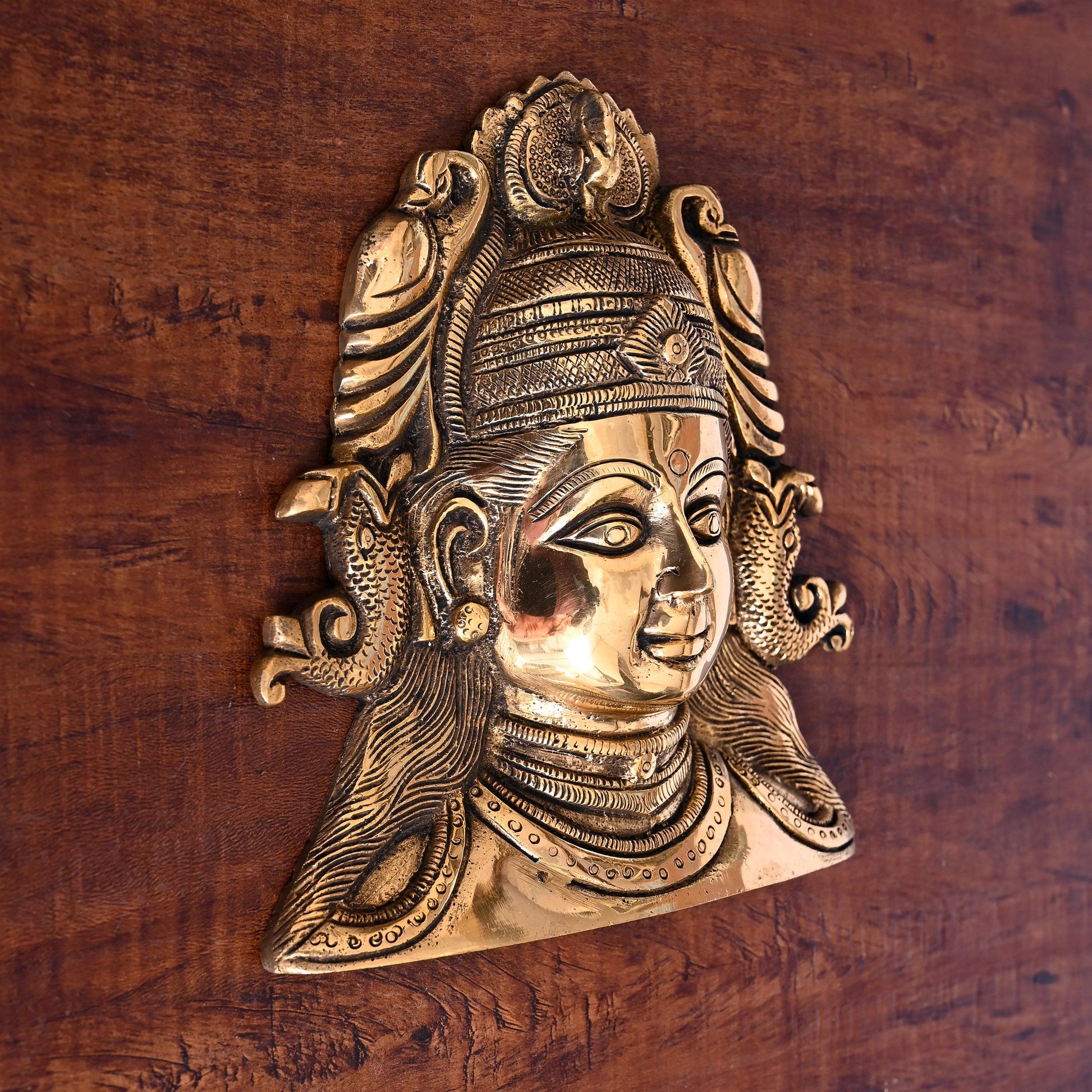 Brass Parvati Face Wall Hanging (8 Inch)