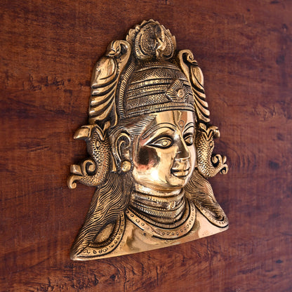Brass Parvati Face Wall Hanging (8 Inch)