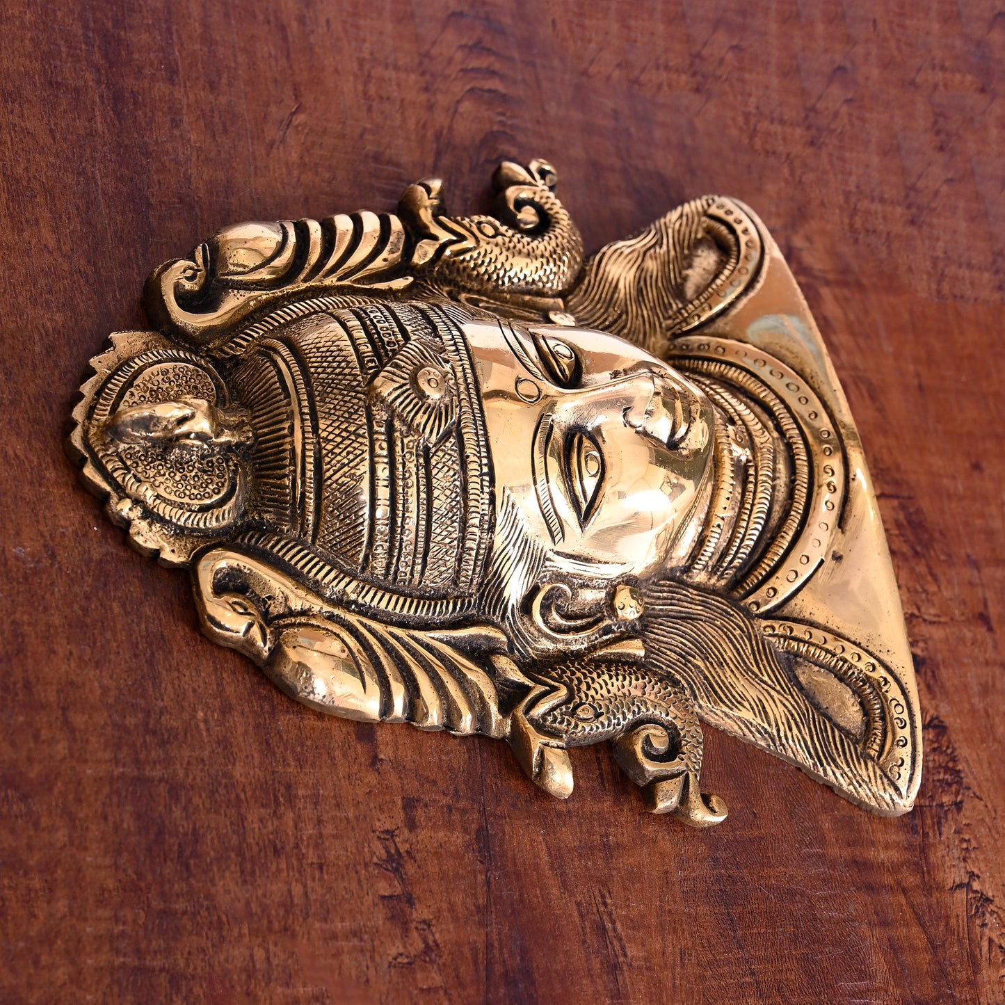 Brass Parvati Face Wall Hanging (8 Inch)