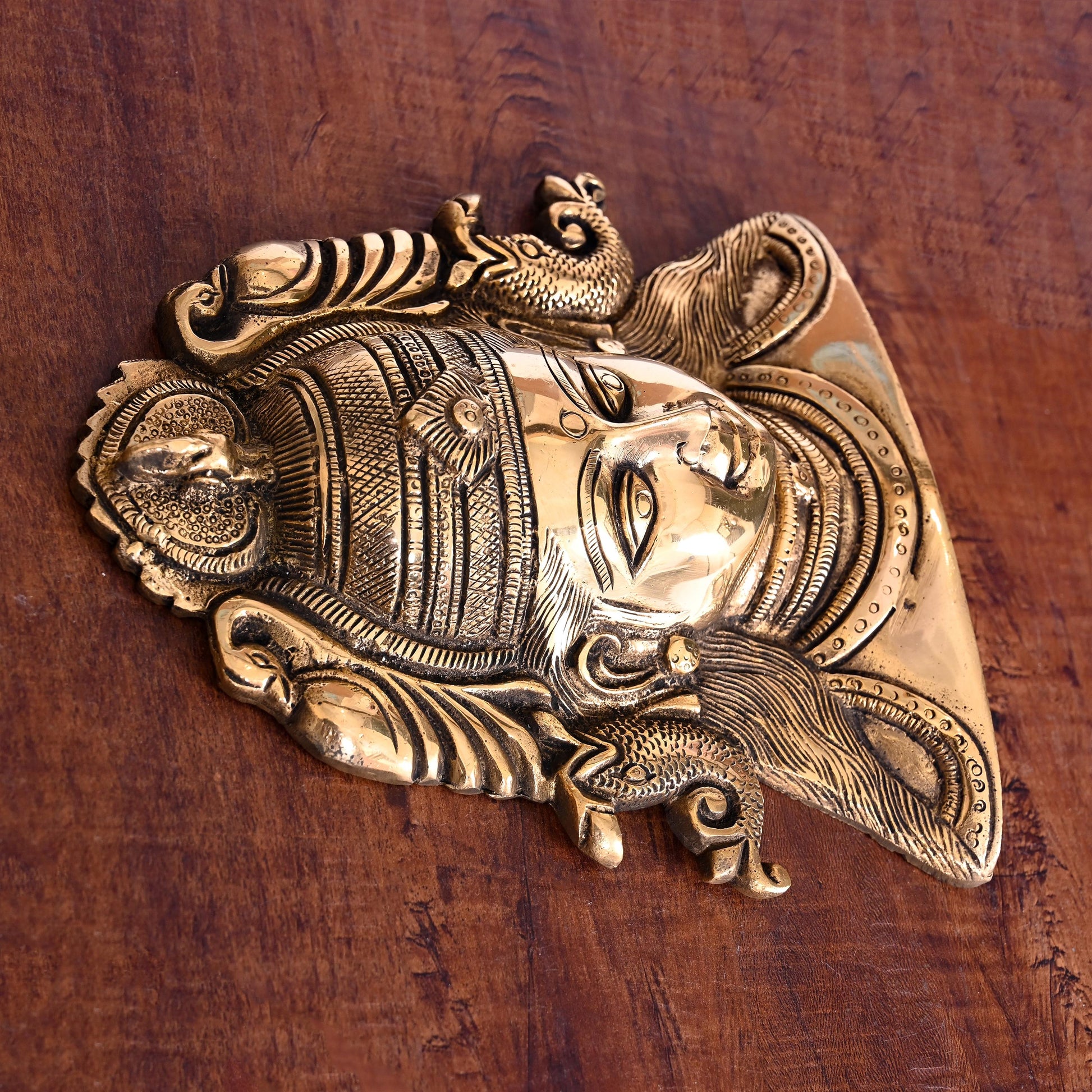 Brass Parvati Face Wall Hanging (8 Inch)
