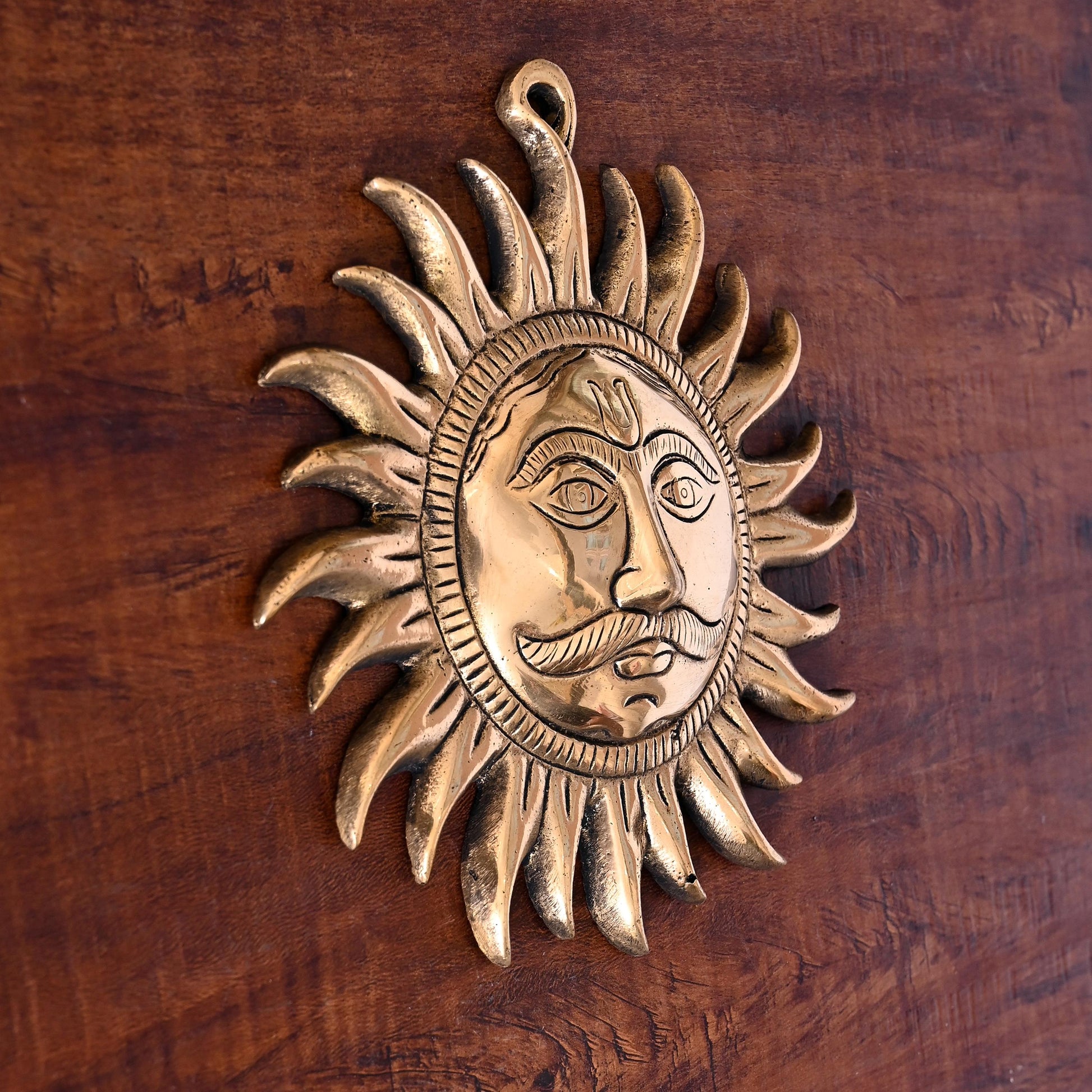 Brass Sun Face Wall Hanging (7.5")